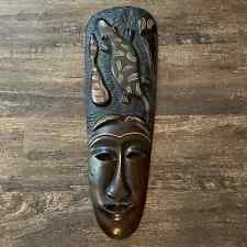 Vintage Tall African Tribal Art Hand Carved Wooden Mask Kenya 22