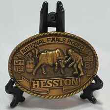 Hesston NFR National Finals Rodeo Bronze Belt Buckle VTG 1981 Limited Edition picture