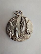 Catholic Our Lady of Lourdes St Bernadette Silver Tone Medal picture