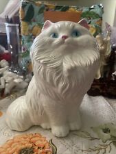 Vintage Persian Cat Sitting White With Blue Eyes picture