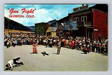 Silverton CO-Colorado, Gunfight Reenactment, Old Blair St, Vintage Postcard picture