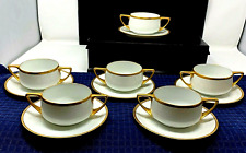 12pc Antique White Gilded Gold Rosenthal Donatello Ice Cream Soup Bowls Saucers picture