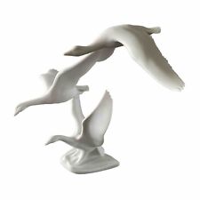 KAISER 3 Flying Geese W Germany Signed Bachmann White Glazed Porcelain Bird #390 picture