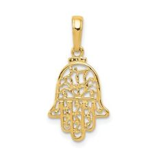 14k gold hamsa pendant With Chai Life In Hebrew picture