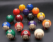 Hand Carved Head Human Skull in Billiard Pool Ball 1 Set of 16/ Included Stands picture