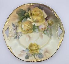 Schlegelmilch Porcelain, Yellow Rose & Gold Hand-Painted Cake Plate Circa. 1881 picture