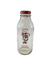 Merry Christmas 2001 Broguiere’s Dairy Glass Milk Bottle 32 Ounce Quart  picture