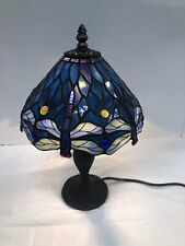 Vintage Table Lamp Paul Sahlin Tiffany-Style Stained Glass Blue 14