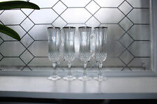 4 Vintage Crystal Champagne Flutes with Silver Rims picture