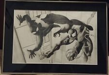 Spider Man & Venom Commision Sketch Professionally Framed 15x21 Frame, 11x17 Art picture