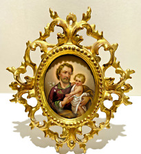 C.M. Hutschenreuther Porcelain Portrait Plaque St Joseph & Jesus ca 1927. picture