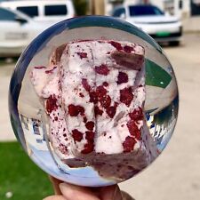1.19LB Rare beautiful acrylic wrapped cinnabar sphere quartz crystal treatment picture