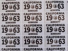 1963 California License Plate Registration Sticker, YOM, CA DMV $12.00 each picture