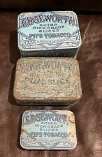 Vintage Edgeworth Tobacco Tin Lot of 3 Tobacciana Advertising Hinged Lids Empty picture