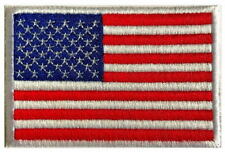 50 Pcs USA American Flag WHITE Border Embroidered Patches 3.5