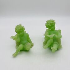 Vintage 1950's Angel Figurine Beautiful Green Resin Set of 2 picture