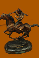 Hot Cast Bronze Lost Wax Method Native American Indian Horse Warrior Statue DEAL picture