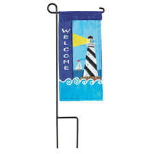 Natucial Lighthouse Welcome Mini Flag With Flag Pole Stake picture