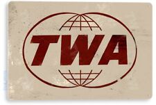 TIN SIGN TWA Trans World Airlines Aviation Metal Wall Décor Shop Store A747 picture