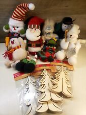 Vintage Holiday Collectables  Plush Dolls, Light Changing, Wooden Trees. 🌲⛄ picture