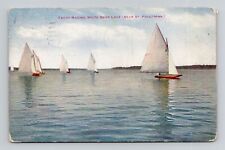 Postcard Yacht Racing White Bear Lake St Paul Minnesota, Antique K5 picture