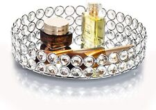 Crystal Cosmetic Makeup Tray Jewelry Trinket Organizer Mirrored Home Deco Silver picture