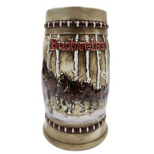 Vintage 1981 Budweiser Christmas Holiday Beer Stein Mug Snowy Woodlands BRAZIL picture