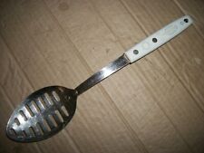 Vintage Slotted Serving Spoon Plastic Handle Has Wheat Design USA picture