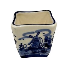 Vintage Hand Painted Holland Delft Blue Windmill Tea Bag/Toothpick Holder picture