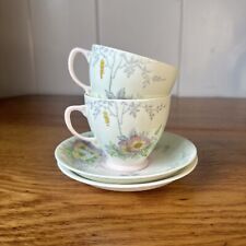 Old Royal Bone China 2 Cup and 2 Saucer Set Pastel Soft Colors Made In England picture