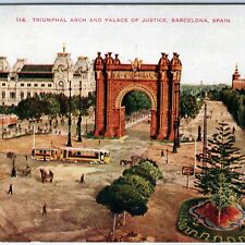 c1910s Barcelona Spain Triumphal Arch Palace of Justice Birds Eye Streetcar A184 picture
