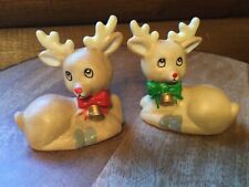 Vintage Chalkware Christmas Reindeer Salt & Pepper Shakers Rudolph picture