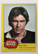 1977 Topps Star Wars Series 3 Yellow Card #139 Hans Solo... hero or mercenary? picture