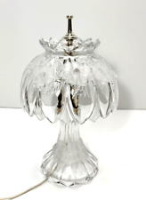 Vintage Gilbert Cut Crystal Glass Boudoir Table Lamp 13.5” Frosted Daisies picture
