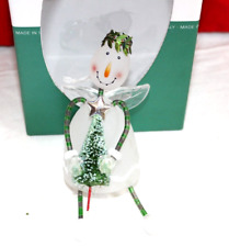 Soffieria De Carlini Snowman Angel Blown Glass Christmas Ornament tags box picture
