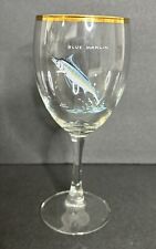 Ned Smith Blue Marlin Wine Glass Gold Rim 7