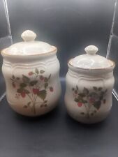 Vintage Strawberry Canister Set Stoneware Sunmarc Japan picture