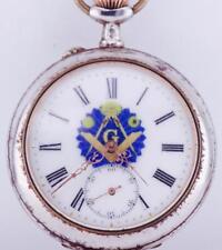 Antique Pocket Watch French Masonic LeCoultre Caliber  Fancy Enamel Dial c1890's picture