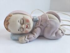 Vtg MCM Lego Japan Bisque Little Girl Baby Pink Sleeping Night Light Lamp #P picture