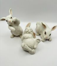 BOEHM Rabbit Bunny Porcelain 3 Figurines Sleeping /Playing/Standing, VTG Spring picture