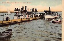Culver IN Indiana Lake Maxinkuckee Cruise Boat Ride Pier c1910 Vtg Postcard B57 picture