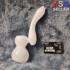 Small Elegant Pearl White Water Pipe Tobacco Smoking Herb Glass Travel Size picture