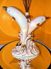 Vintage Porcelain Dolphin Statue Sculpture Glossy Iridescent Finish  picture