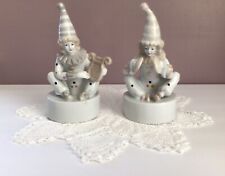 Mime Figurines Lis Los Angeles Porcelain Set 2 Cymbals Hand Harp 1970s/1980s picture