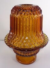 Indiana Glass Amber Diamond Point Fairy Lamp Light Candle Holder picture