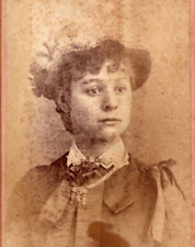 Pretty Young Woman CDV Photo Millinery Hat Fashion 1880's E2 picture