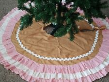 Large Boutique Handmade Gingerbread Ruffled Tree Skirt picture