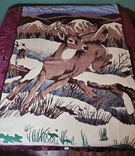 Vintage San Marcos Whitetail Deer Wildlife Earthtone Throw Blanket 84 x 57 Inch picture