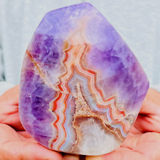 678g Natural Rare Amethyst Lace Agate Freeform Quartz Crystal Reiki Healing picture