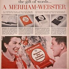 1960 Merriam Webster Dictionary PRINT AD Gift of Words Man Woman Smiling Color picture